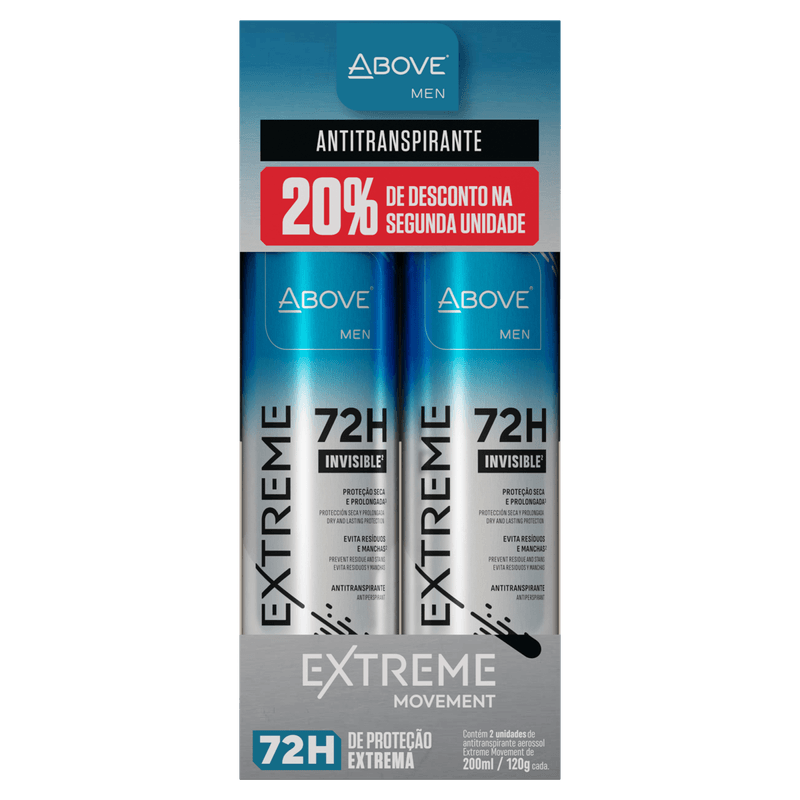 Desodorante-Jato-Seco-Aerossol-Invisible-Movement-72h-Above-Men-Extreme-2-Un-200ml-Cada