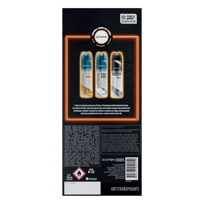 Desodorante-Jato-Seco-Aerossol-Invisible-Black-72h-Above-Men-Extreme-2-Unidades-200ml-Cada