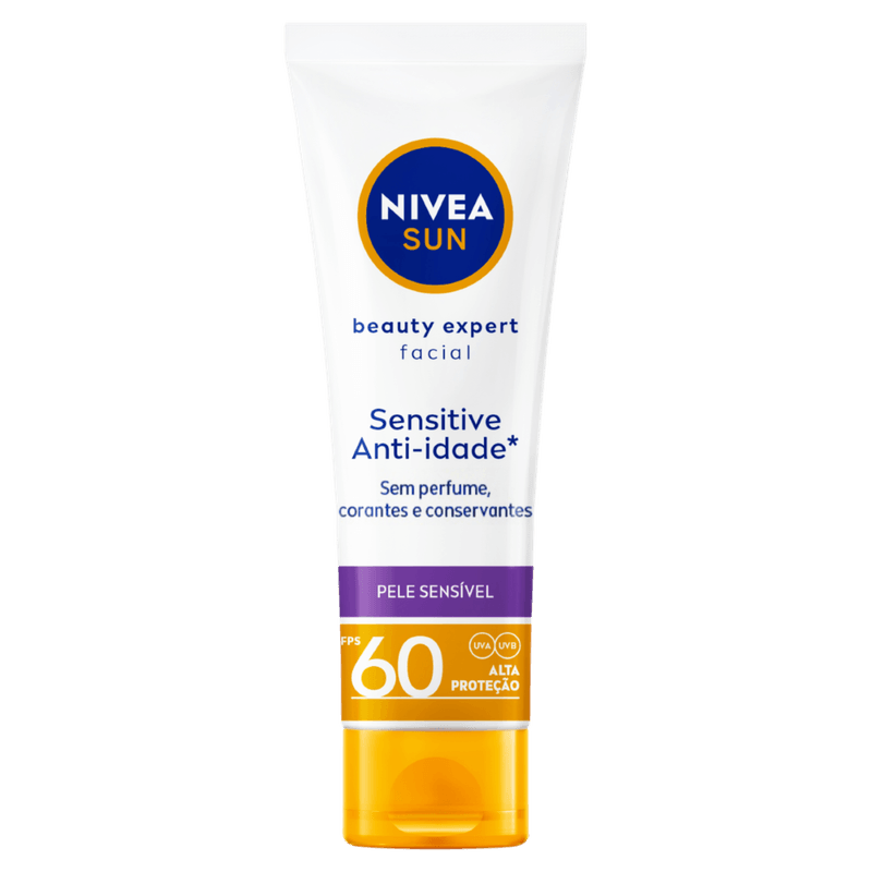 Protetor-Solar-Facial-Sensitive-Anti-Idade-FPS-60-Nivea-Sun-Beauty-Expert---50g