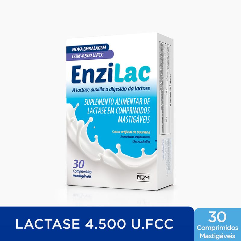 Suplemento Alimentar de Lactase 4.500 U.FCC Enzilac Baunilha - 30 Comprimidos Mastigáveis