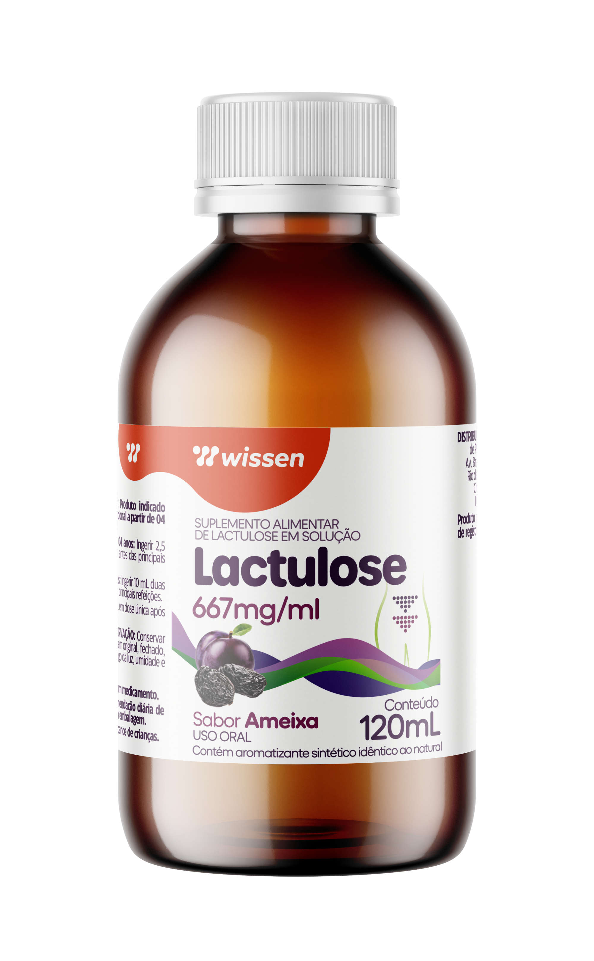 Laxante Lactulose Wissen 120ml Xarope Sabor Ameixa - FARMALIFE
