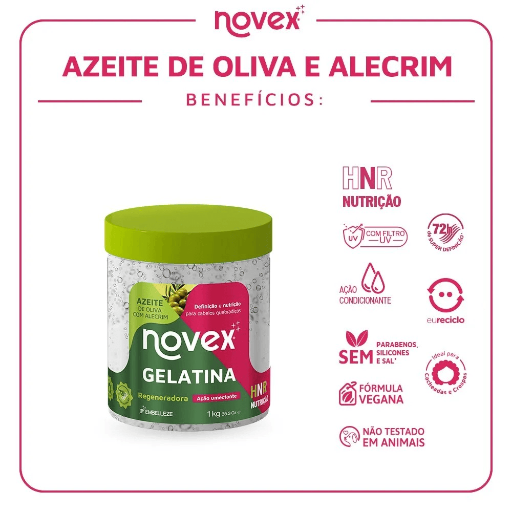 Gelatina Capilar Novex Azeite de Oliva com Alecrim 1kg - Drogarias