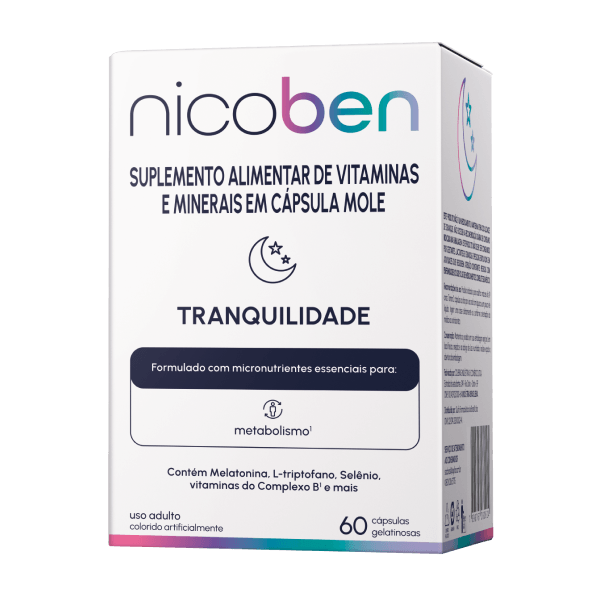 Suplemento Alimentar Nicoben Tranquilidade - 60 Cápsulas Gelatinosas