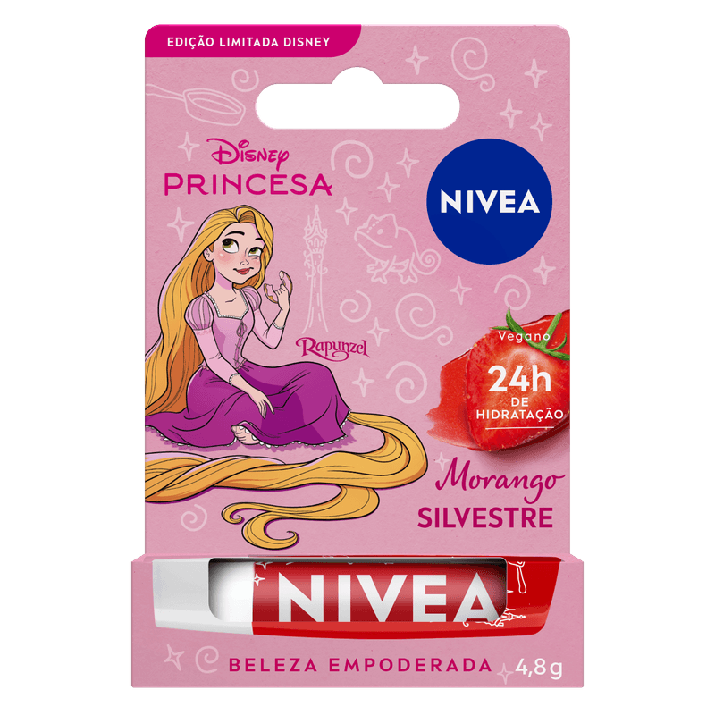 Hidratante Labial Nivea Morango Silvestre Princesa Rapunzel Disney - 4,8g 2