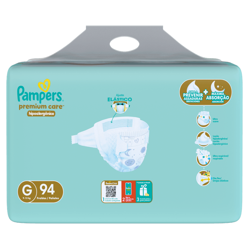 Fralda Descartavel Infantil Pampers Premium Care G - 94 Unidades