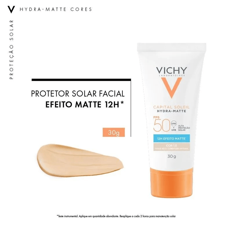 Protetor Solar Facial Vichy FPS 50 Hydra-Mate Cor 1.0 - 30g