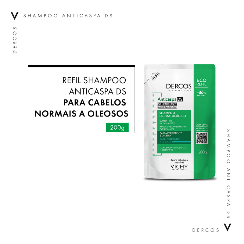 Shampoo Anticaspa Cabelos Normais a Oleosos Vichy Dercos DS Refil - 200g - 01