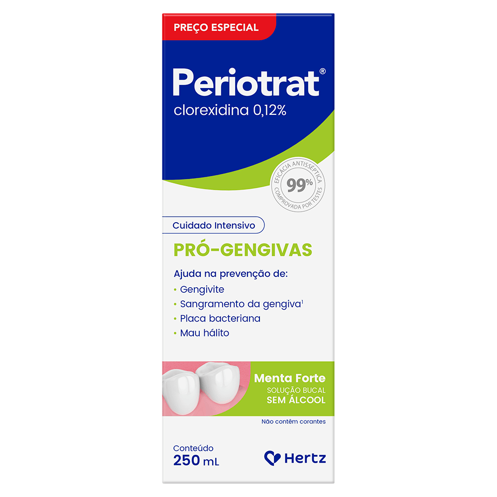 Solução Bucal Periotrat Menta Forte sem Álcool - 250ml - Drogarias