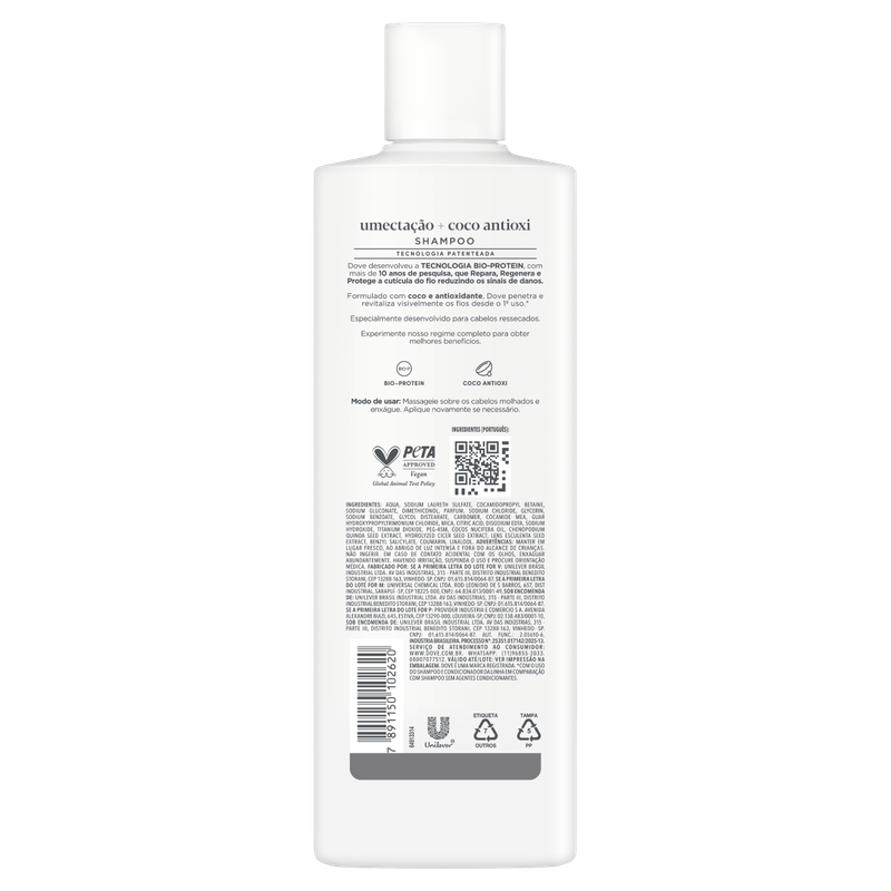 Shampoo Dove Umectacao + Coco Antioxi - 370ml