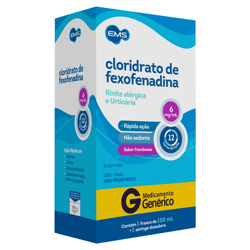 Cloridrato-de-Fexofenadina-6mg-ml-Framboesa-EMS-Caixa-150ml-Suspensao---Seringa-Dosadora