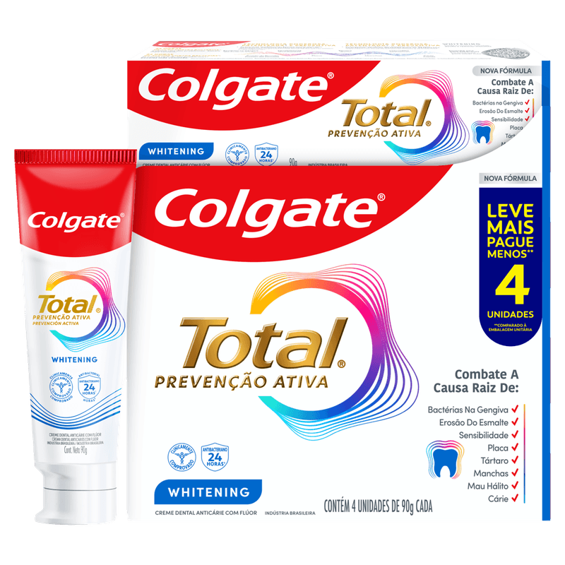 Pack-Creme-Dental-Anticarie-com-Fluor-Whitening-Colgate-Total-Prevencao-Ativa-Caixa-4-Unidades-de-90g-Cada-Leve-Mais-Pague-Menos