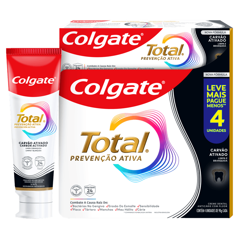 Pack-Creme-Dental-Anticarie-com-Fluor-Carvao-Ativado-Colgate-Total-Prevencao-Ativa-Caixa-4-Unidades-90g-Cada-Leve-Mais-Pague-Menos