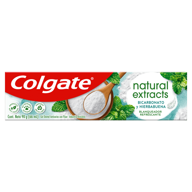Gel-Dental-Anticaries-com-Fluor-Bicarbonato-e-Hortela-Colgate-Natural-Extracts-Caixa-90g