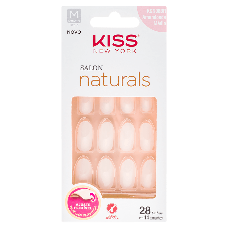 Unha-Postica-Natural-KSN08BR-Amendoada-Kiss-New-York-Salon-Naturals-Media-Caixa-28-Unidades