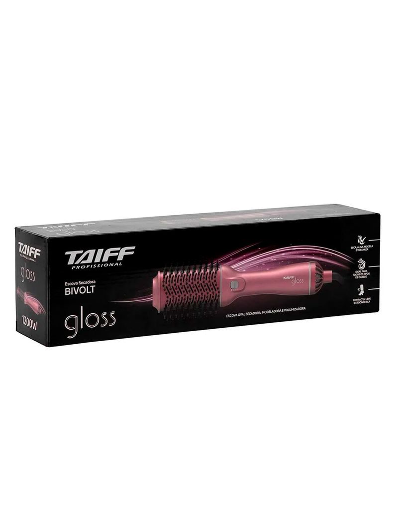 Taiff Gloss Rose 1200w - Escova Secadora Bivolt Taiff Gloss Rose 1200w