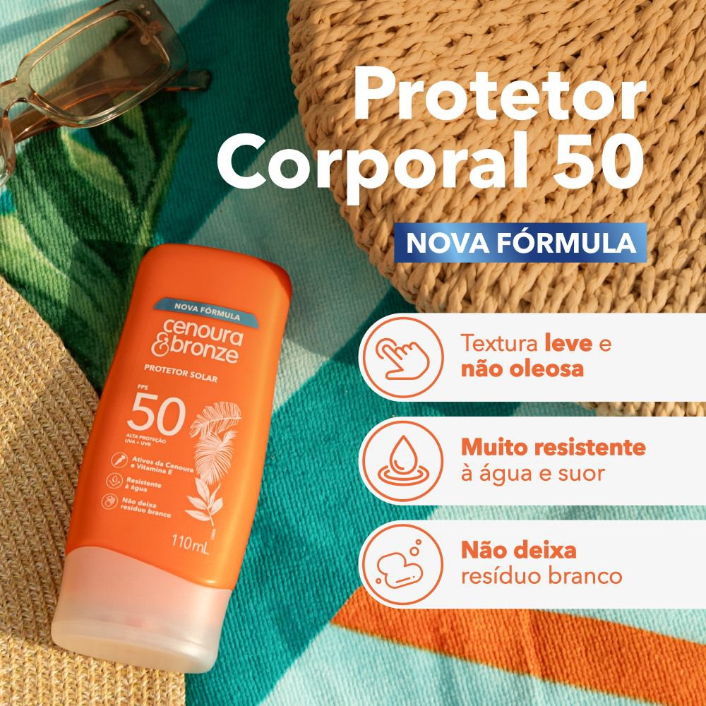 Protetor Solar FPS 50 110ml Cenoura & Bronze - Drogarias Tamoio