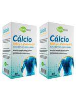 Kit com 2 Cálcio 600MG + Vit D3 com 60 Cápsulas - Qualy Nutri