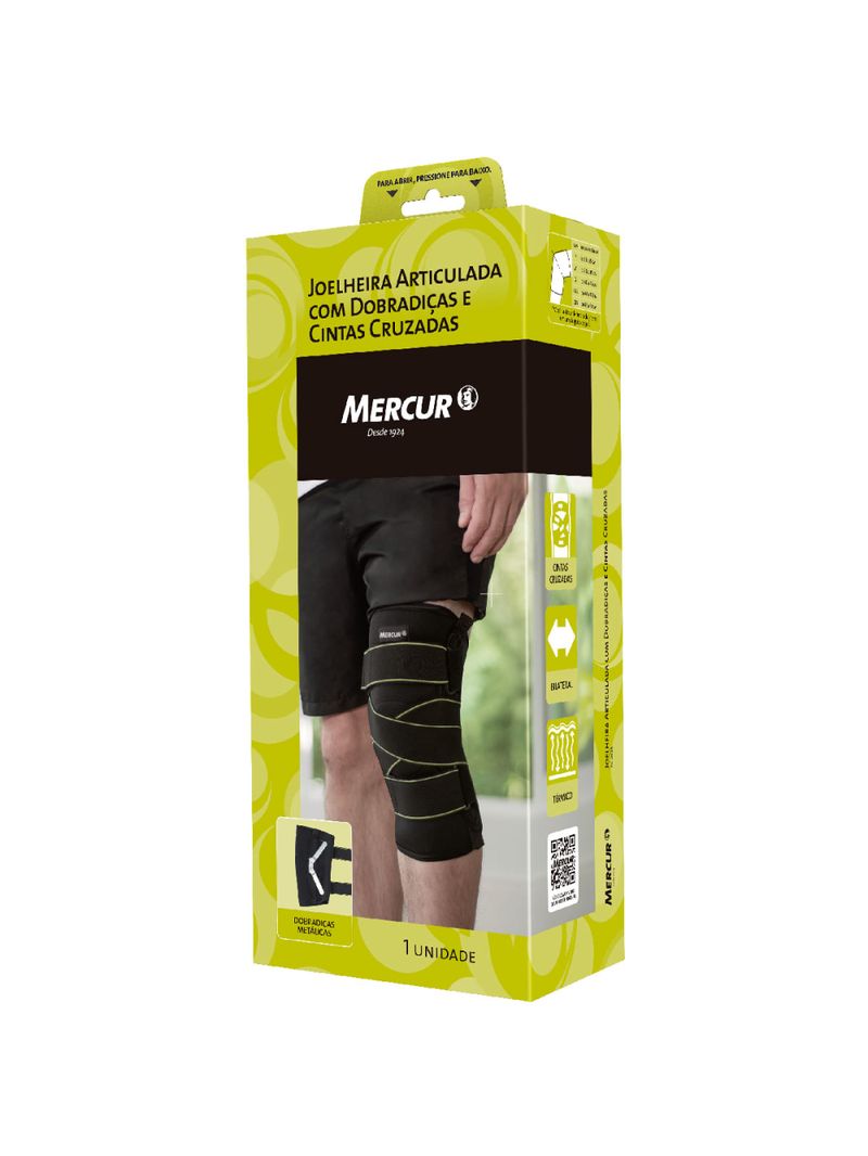 Joelheira Articulada com Dobradiças e Cintas Cruzadas Mercur - Tamanho XG
