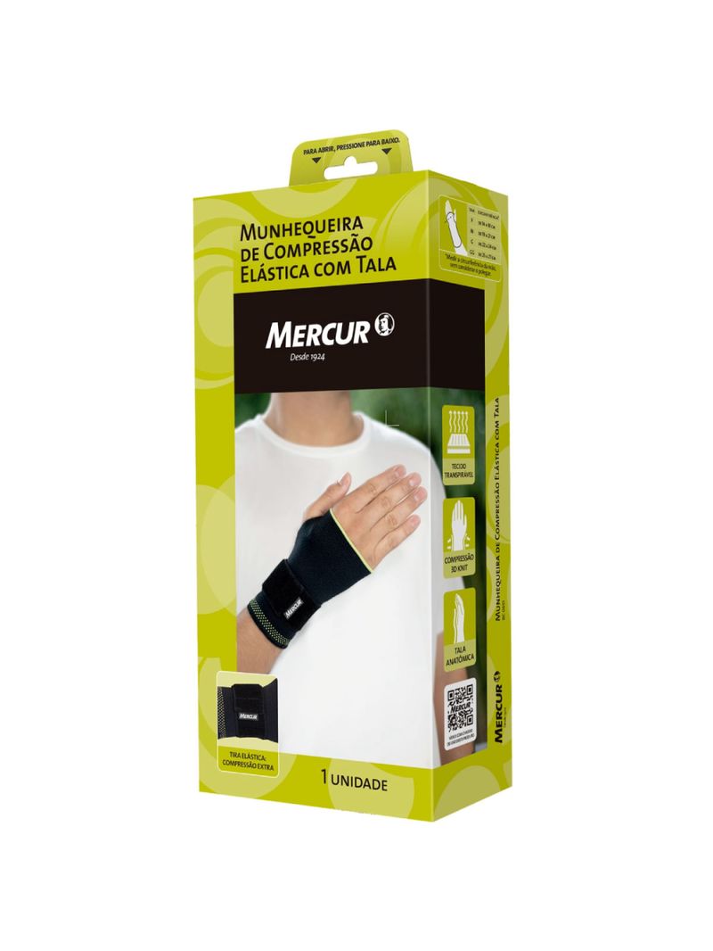 Munhequeira de Compressão Elástica com Tala Mercur - Mão Esquerda - P