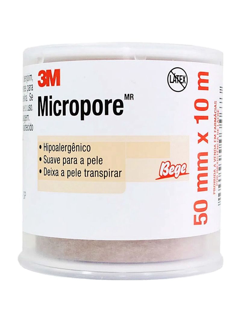 Fita Médica Microporosa Micropore 3M Bege 50mmx10m - unidade