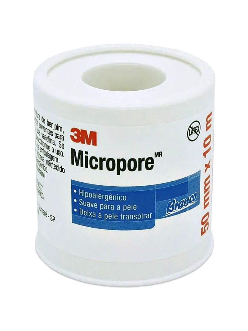 Fita Médica Microporosa Micropore 3M - Branca - 50mm x 10m