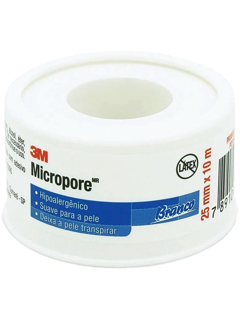 Fita Médica Microporosa Micropore 3M - Branca - 25mm x 10m