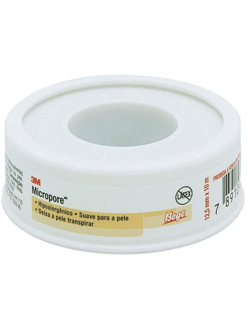 Fita Médica Microporosa Micropore 3M - Bege - 125mm x 10m