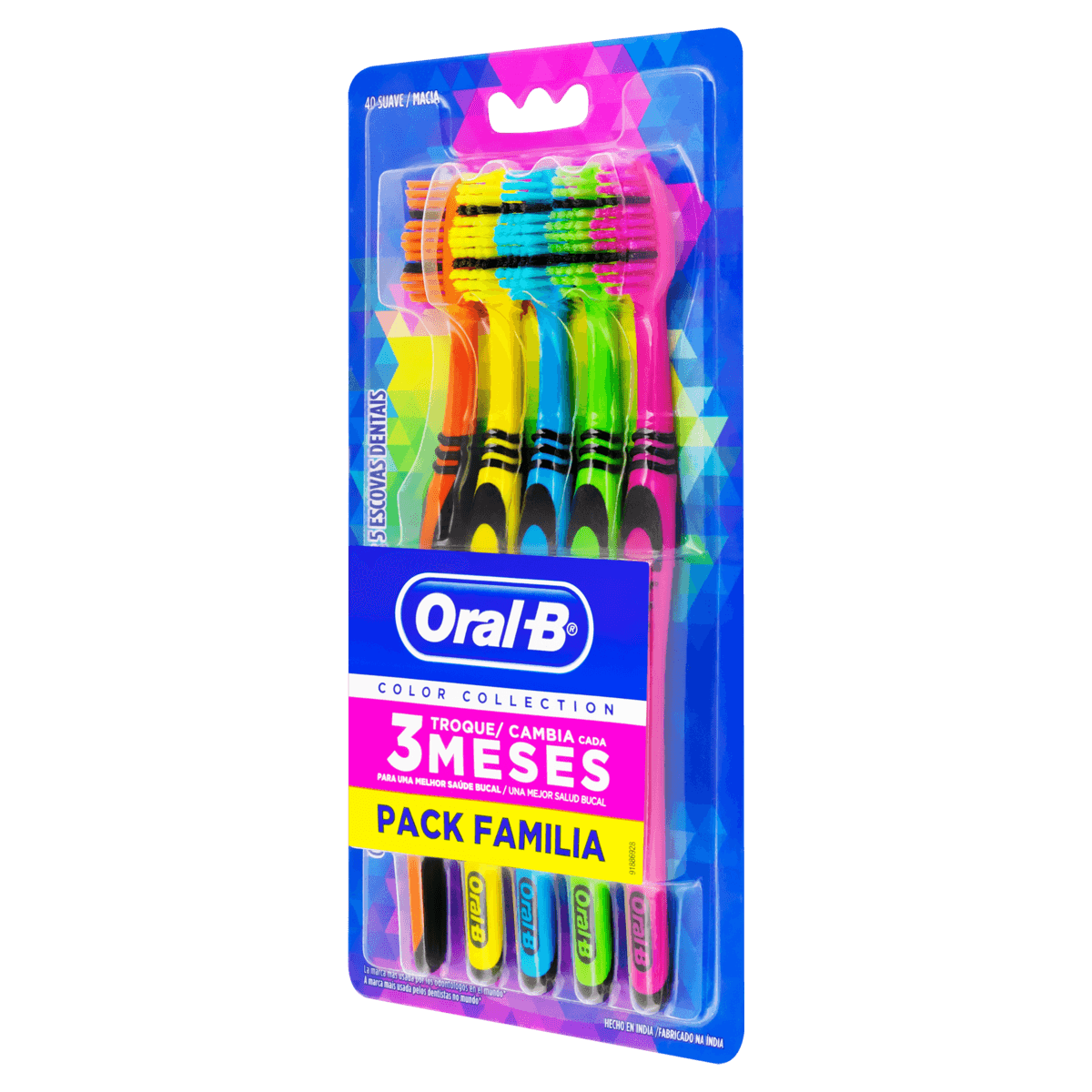 Escova de Dente Color Collection 5un Cerdas Zigzag Oral-B - FARMALIFE