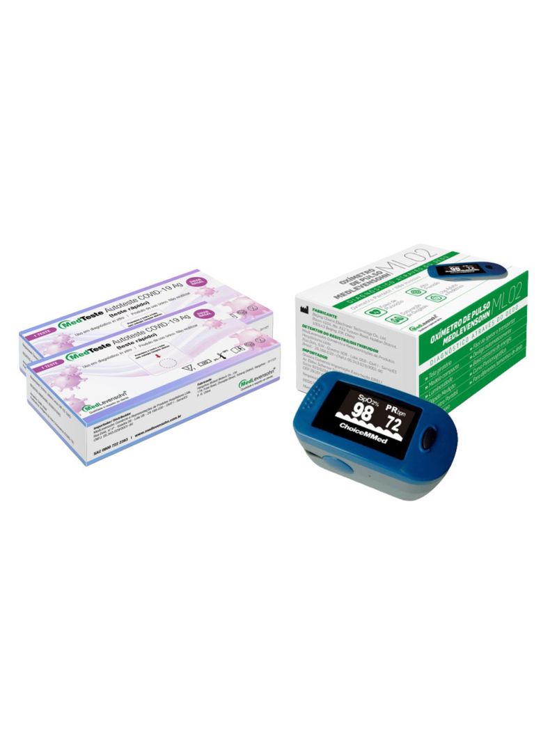 Kit 2 Autoteste COVID-19 + Oxímetro MedLevensohn