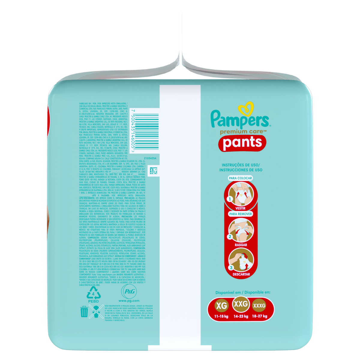 Pampers Pants Premium Care XXG 60un - Fralda Infantil Confortável