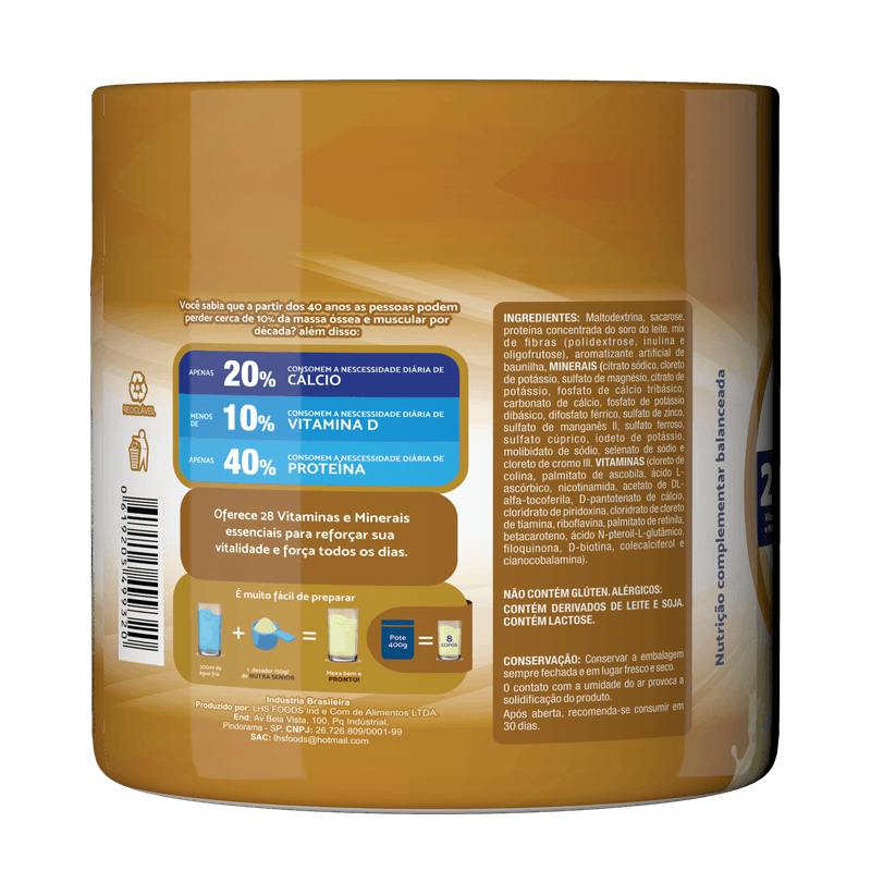 Kit: Nutra Senior Adulto 50+ Baunilha 400g NutraMilk 2 Uni