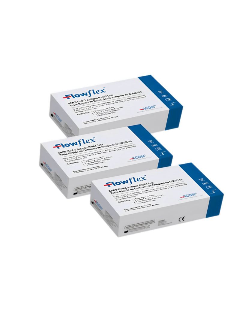 Kit com 3 Testes Rápido de Antígeno COVID-19 FlowFlex Acon