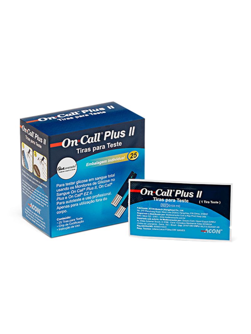 25 Tiras de Glicose Individuais On Call Plus II
