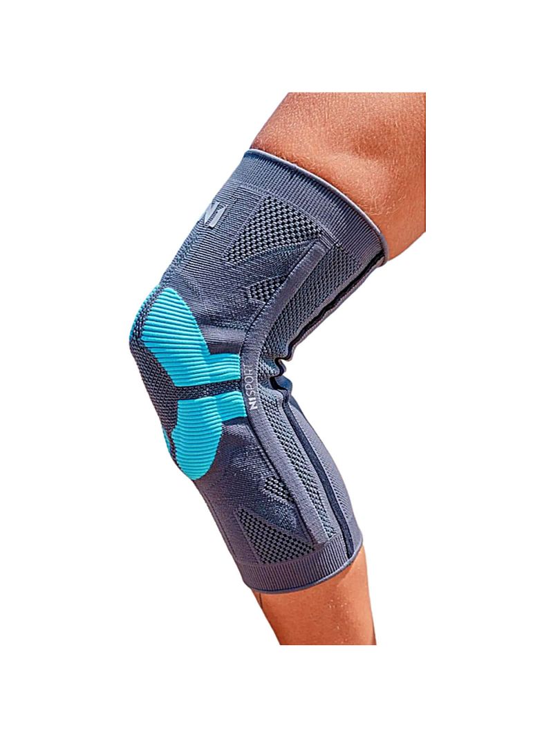 Joelheira Elástica N1 Pró Cinza com Azul - Tamanho P