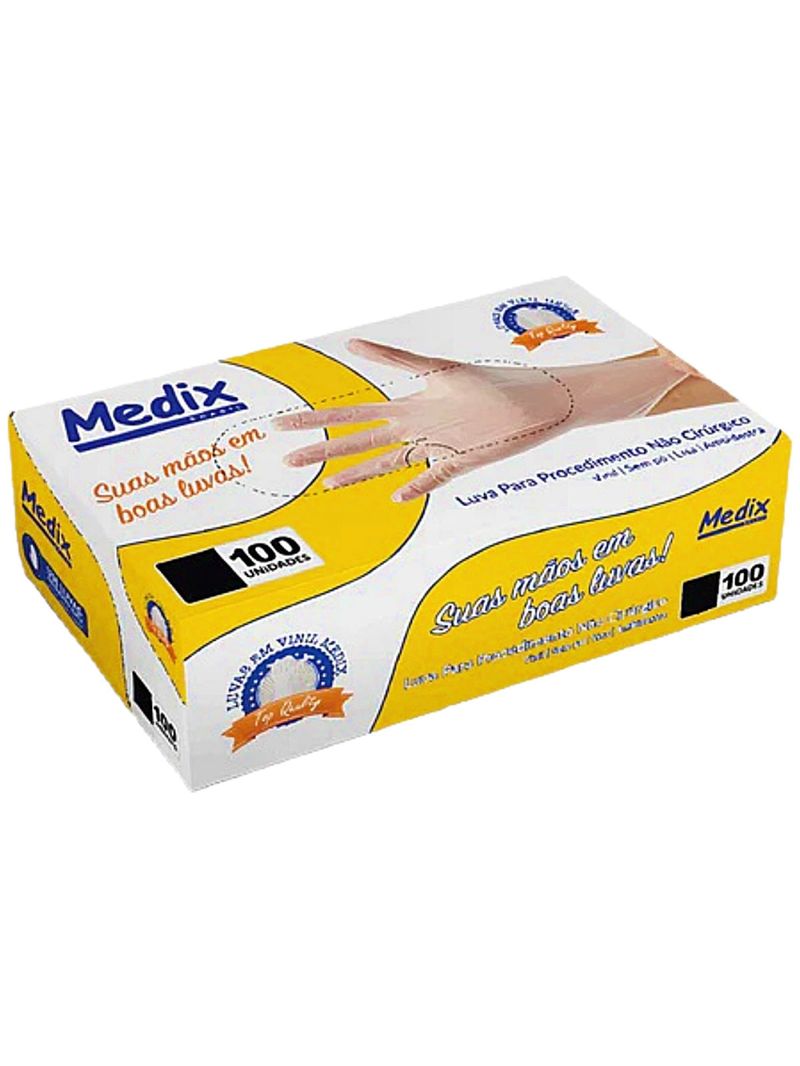 Luvas de Vinil Medix Transparente sem Pó Tam P - 100 luvas