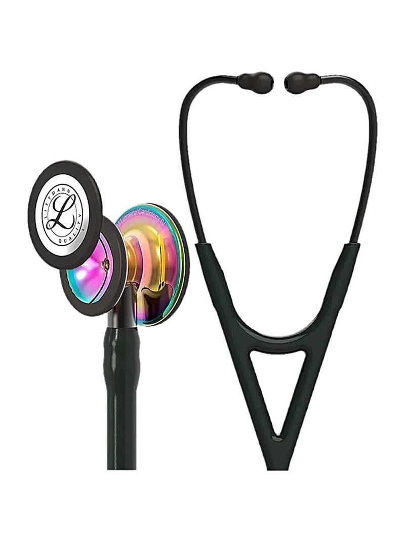 Estetoscópio Littmann Cardiology IV - Preto com Rainbow Alto Polimento e Conector Preto 6240