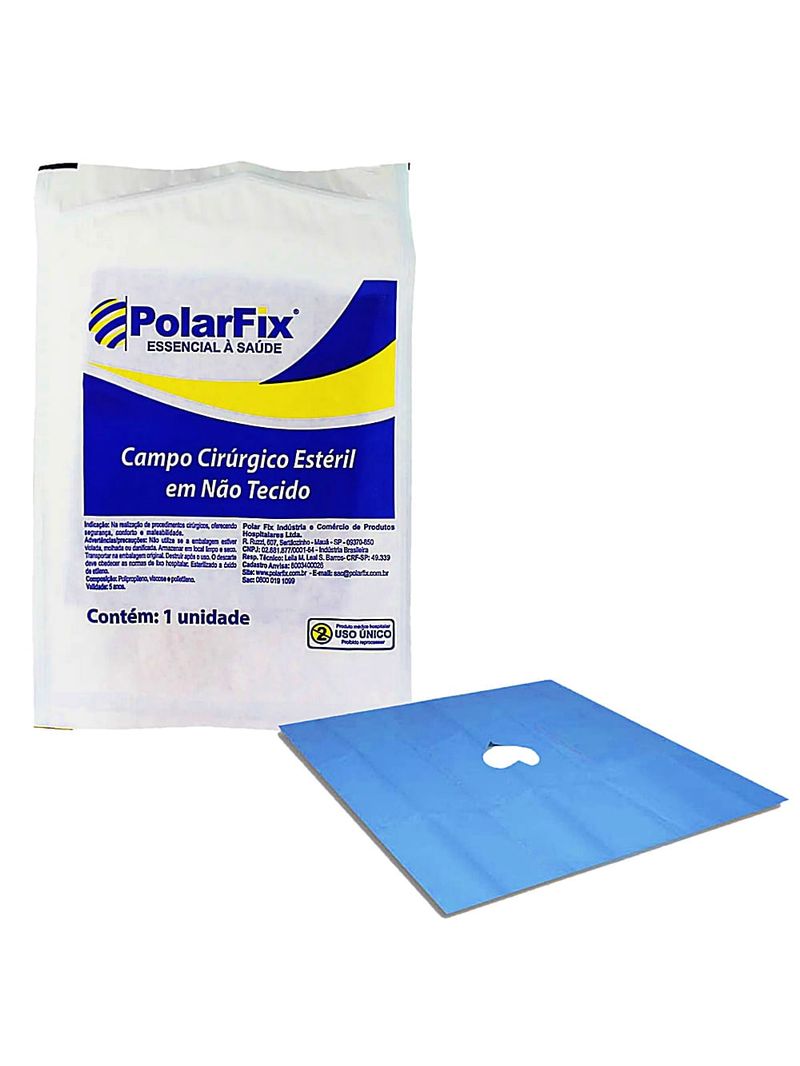 Campo Cirúrgico Fenestrado Estéril em TNT PolarFix - 40x40 cm