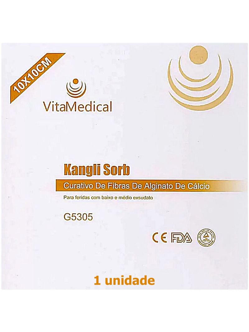 Curativo de Alginato de Cálcio Kangli Sorb Vita Medical 10cmX10cm - unidade