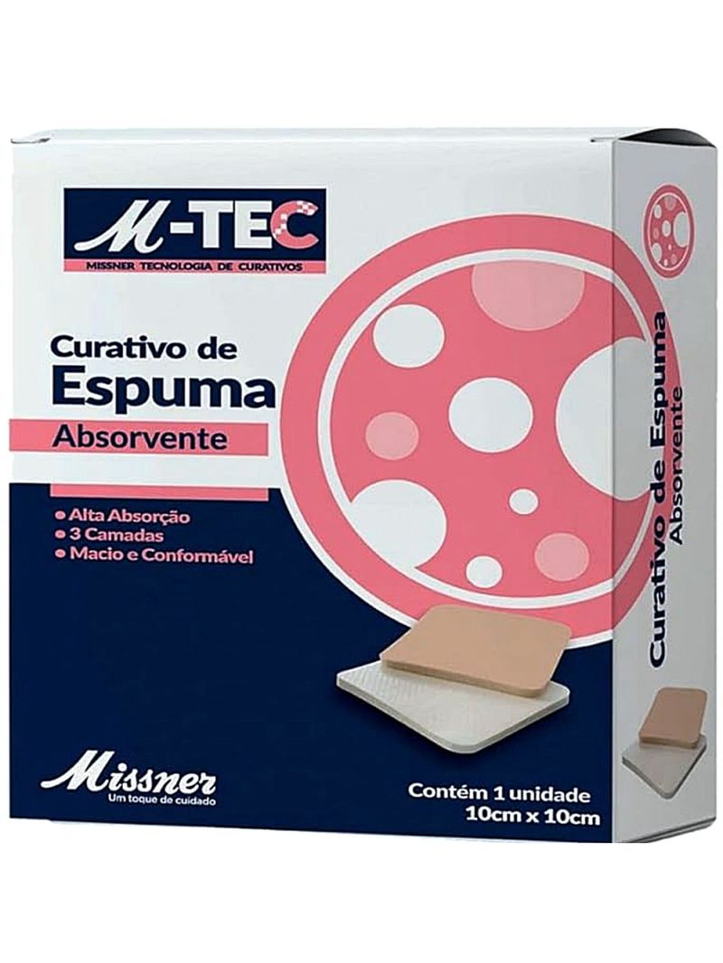 Curativo Espuma Absorvente M-Tec Missner 10x10cm - unidade