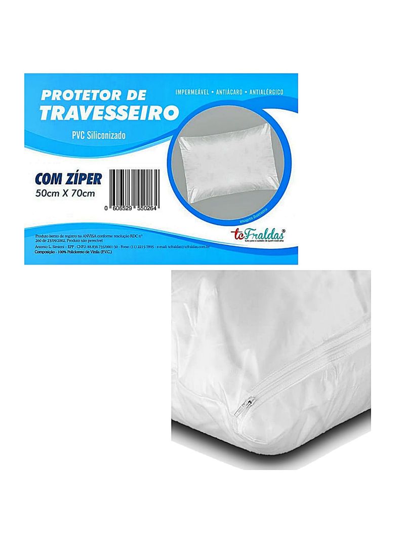 Protetor Travesseiro PVC Siliconizado Ziper 50X70cm - unidade