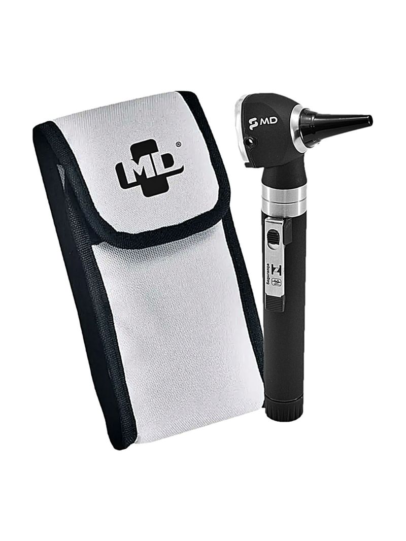 Otoscópio Omni LED Fibra Óptica MD - Preto com Estojo Macio