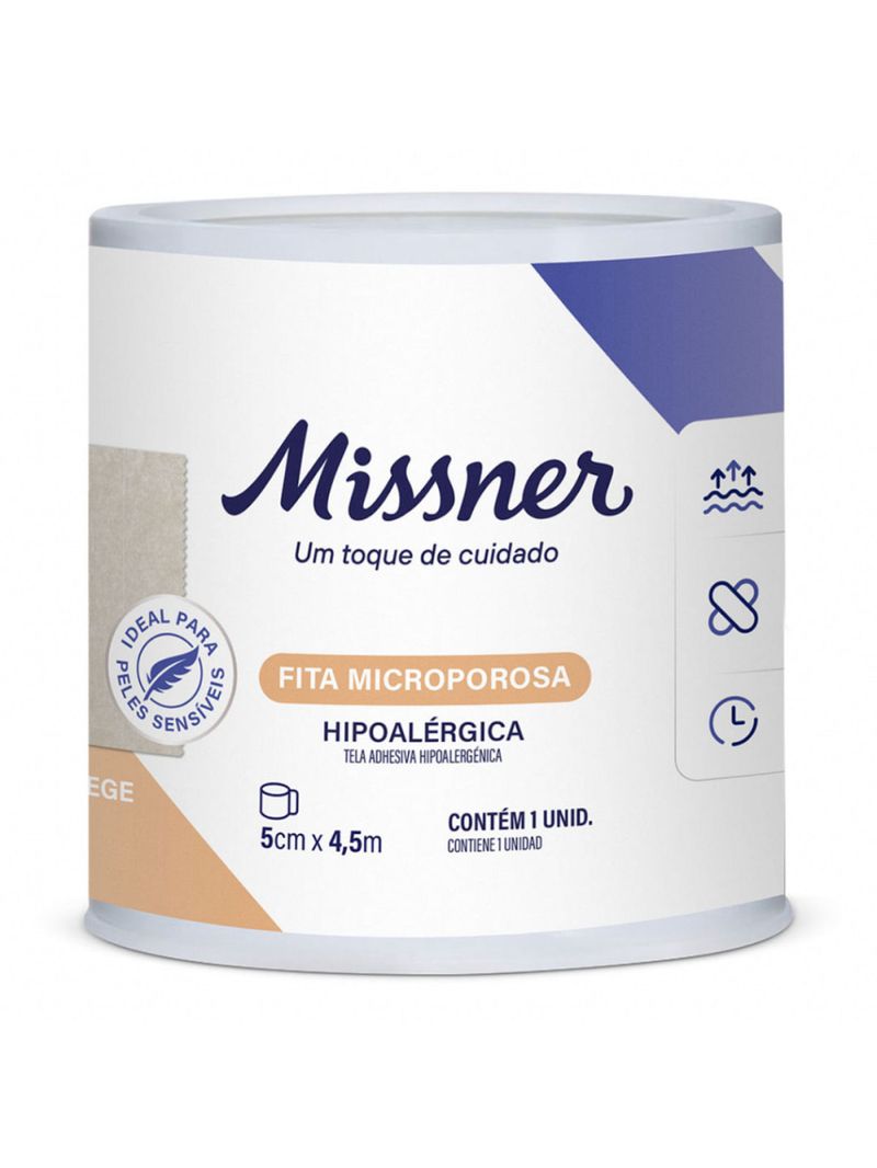 Fita Microporosa Missner - Bege - 5cm x 10m