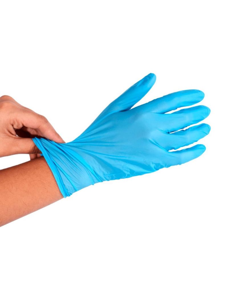 Luva Nitrílica Descartável Descarpack - Azul - Tamanho M - 100 Unidades