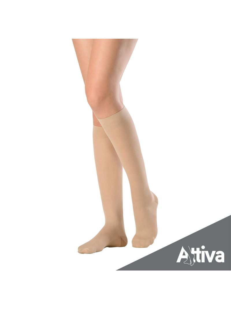 Meia ¾ Panturrilha Attiva Media Compressao 18-21 Fem Fechada Natural Tamanho GG Cor NATURAL