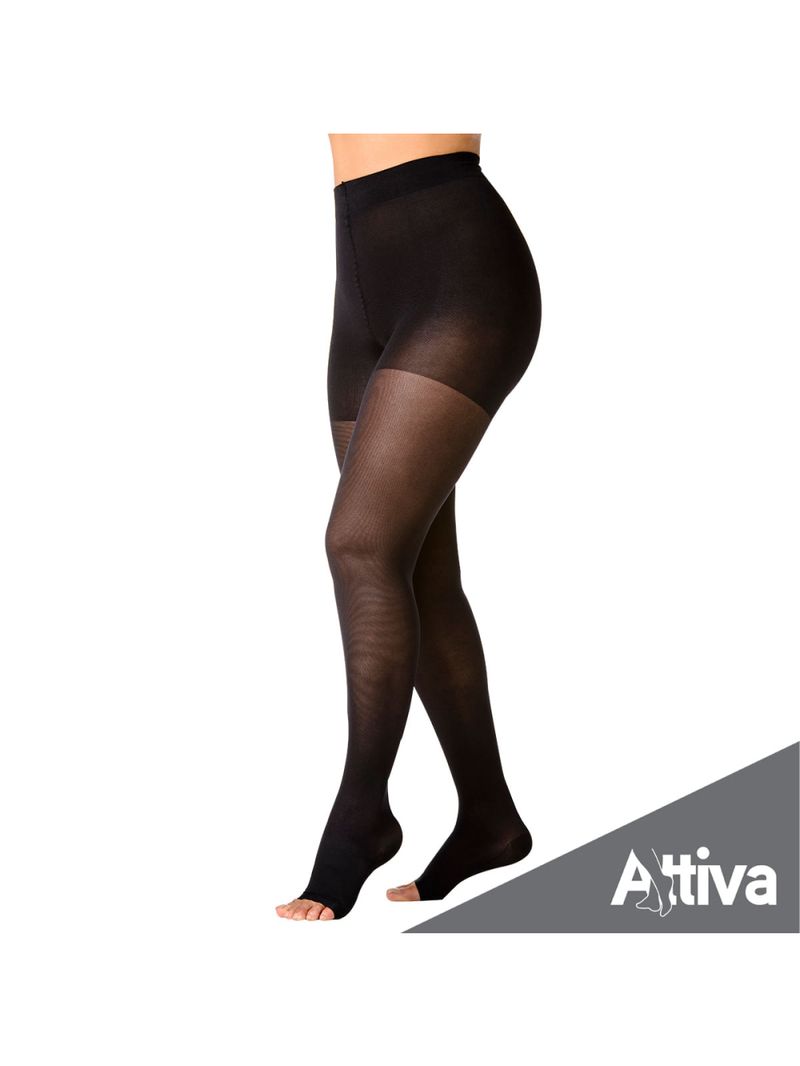 Meia Calca Attiva Alta Compressao 20-30 Fem Aberta Preta Tamanho M Cor PRETA