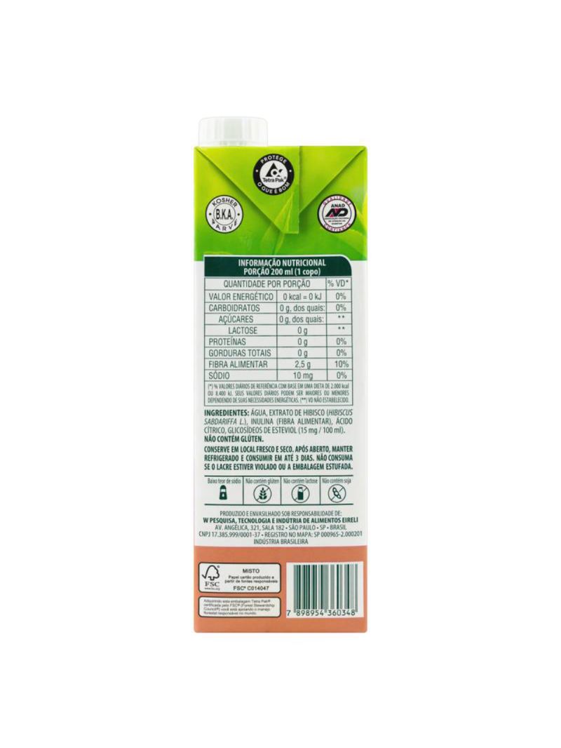 Chá De Hibisco Com Fibras Life Mix 1L