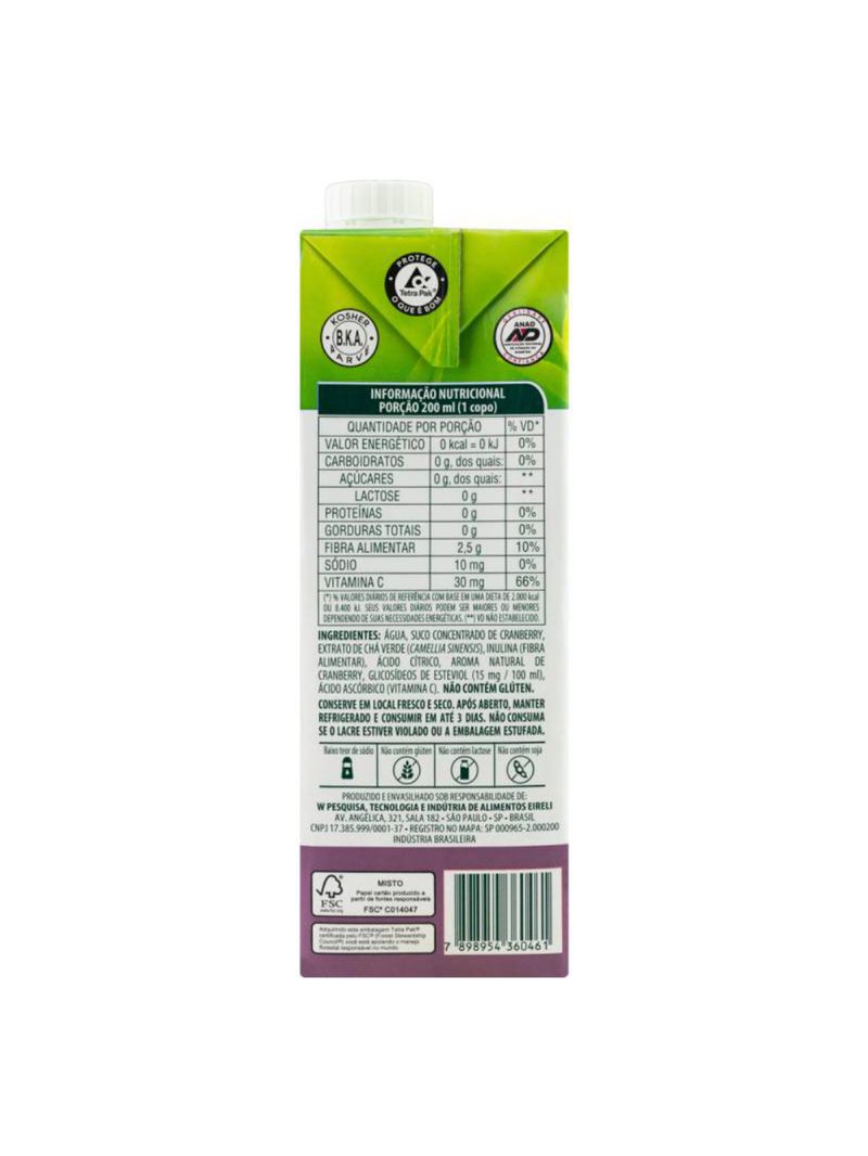 Chá Verde Com Fibras Cranberry Life Mix 1L
