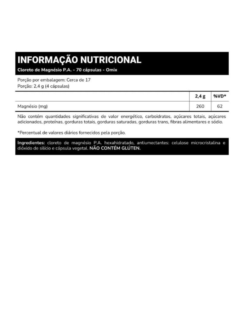 Cloreto de Magnésio PA Omix 70cáps