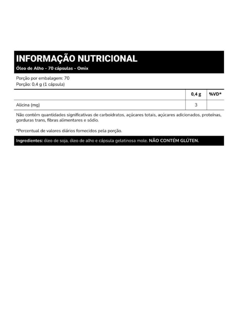 Óleo de Alho Omix 250 mg 70cáps