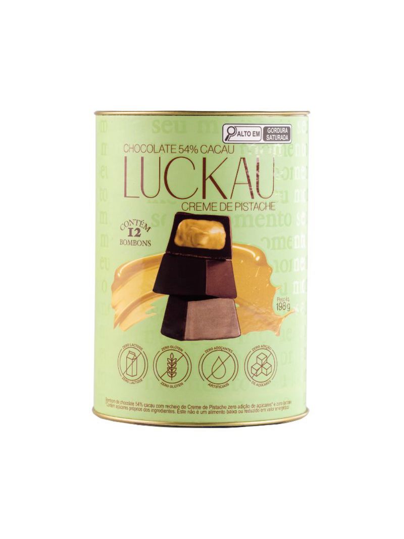 Bombom Choco 54% Cacau Pistache Luckau 198g